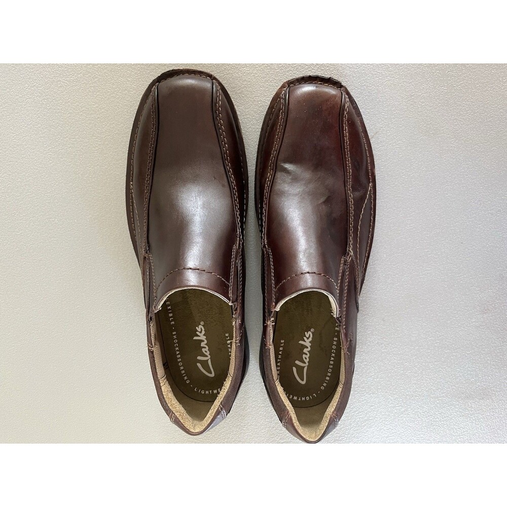 Clarks Men’s Leather Slip On Comfort Loafers Shoes Size 11M Brown Dad Normcore